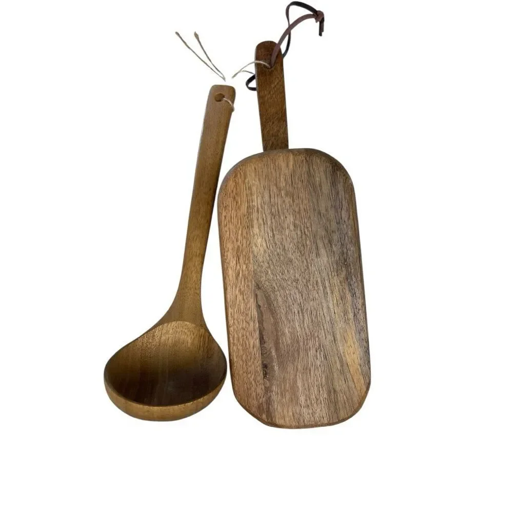 Rustic Wooden Spoon and Scoop Set